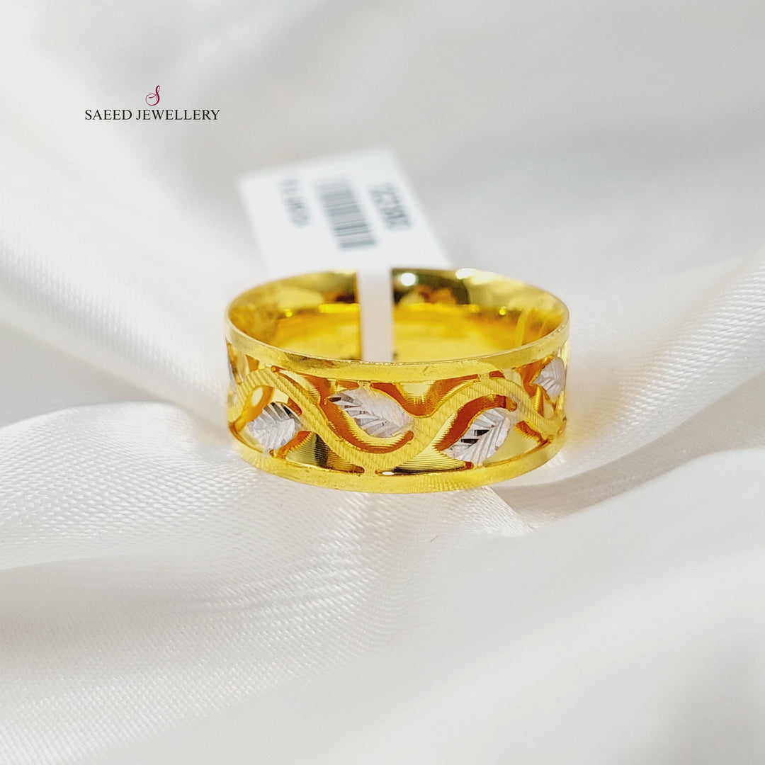 21K Gold Deluxe Leaf Wedding Ring by Saeed Jewelry - Image 3