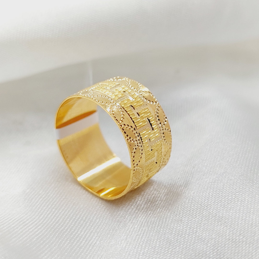 21K Gold Wide CNC Wedding Ring by Saeed Jewelry - Image 2