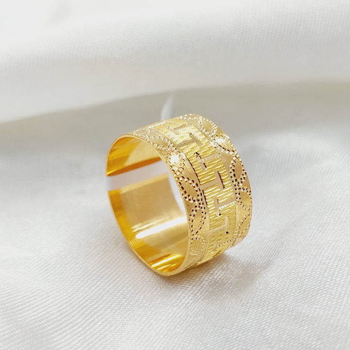 21K Gold Wide CNC Wedding Ring by Saeed Jewelry - Image 4