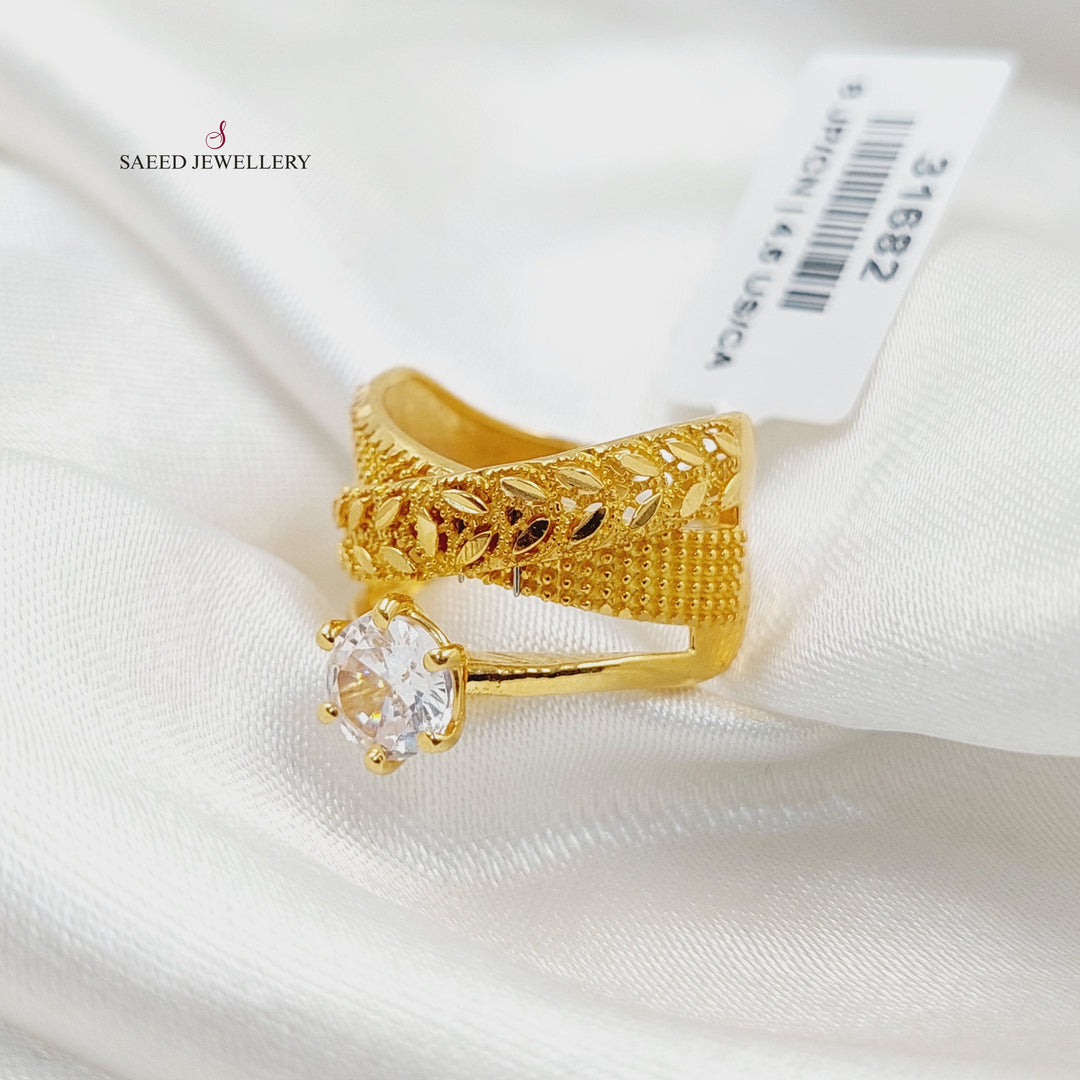 21K Gold Solitaire Twins Wedding Ring by Saeed Jewelry - Image 1