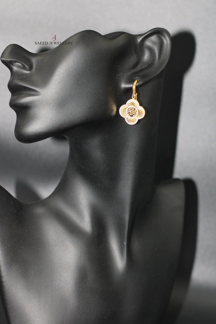 21K Gold Clover screw Earrings by Saeed Jewelry - Image 3