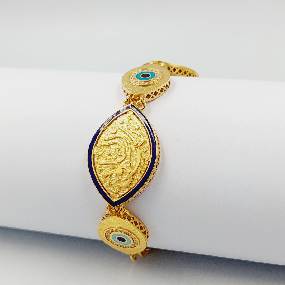 21K Gold Enameled & Zircon Studded Islamic Bracelet by Saeed Jewelry - Image 4