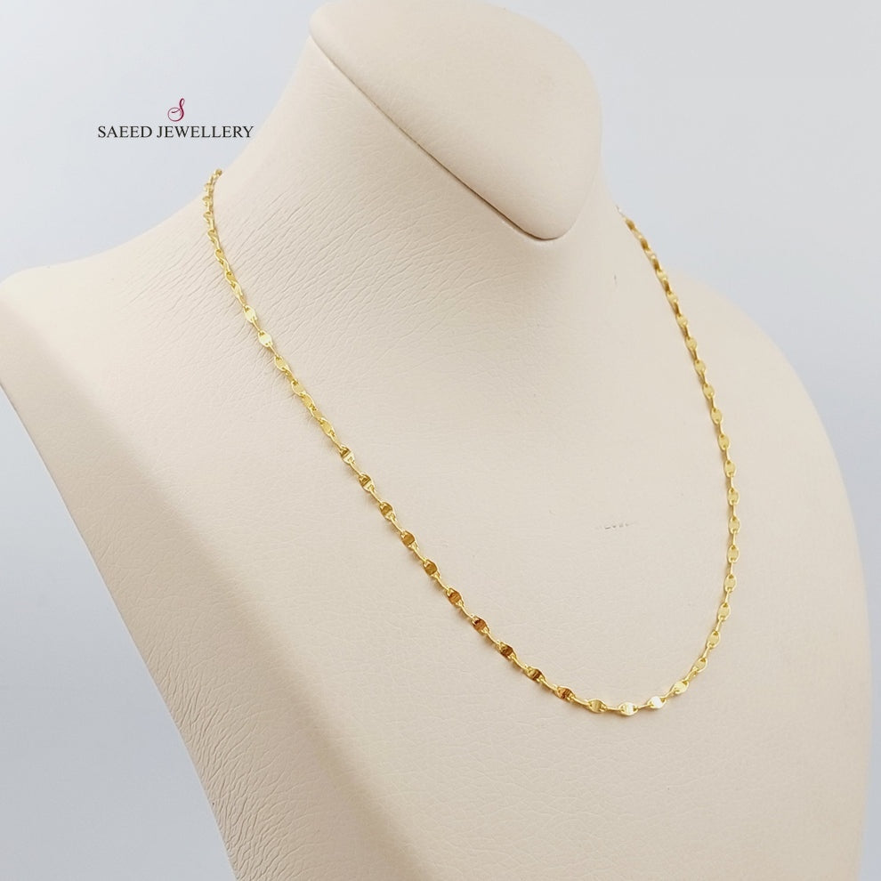 (2.5mm) Blades Chain 45cm | 17.7" Made Of 21K Yellow Gold by Saeed Jewelry-30701