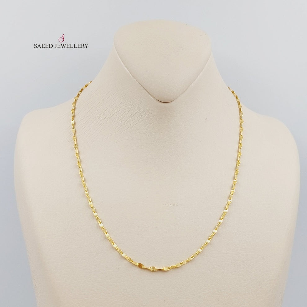 (2.5mm) Blades Chain 45cm | 17.7" Made Of 21K Yellow Gold by Saeed Jewelry-30701