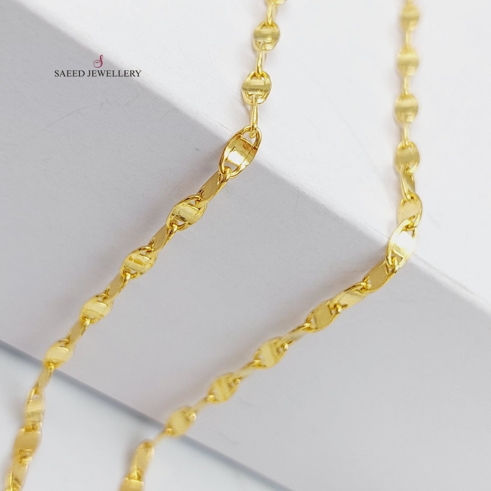 21K Gold 2.5mm Blades Chain 50cm | 19.7" by Saeed Jewelry - Image 3