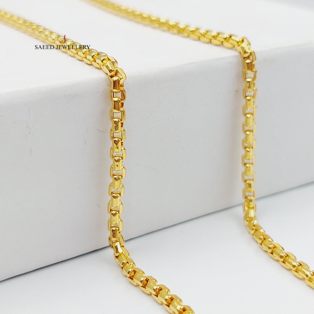 21K Gold 2.5mm Box Chain 50cm by Saeed Jewelry - Image 2