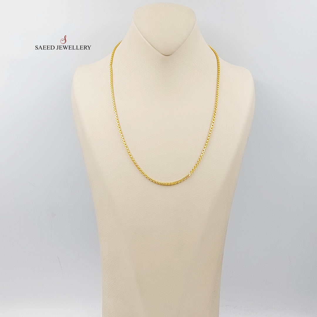 21K Gold 2.5mm Box Chain 50cm by Saeed Jewelry - Image 3