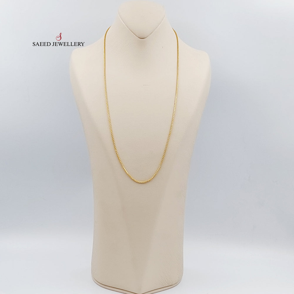 21K Gold 2.5mm Box Chain 60cm by Saeed Jewelry - Image 2