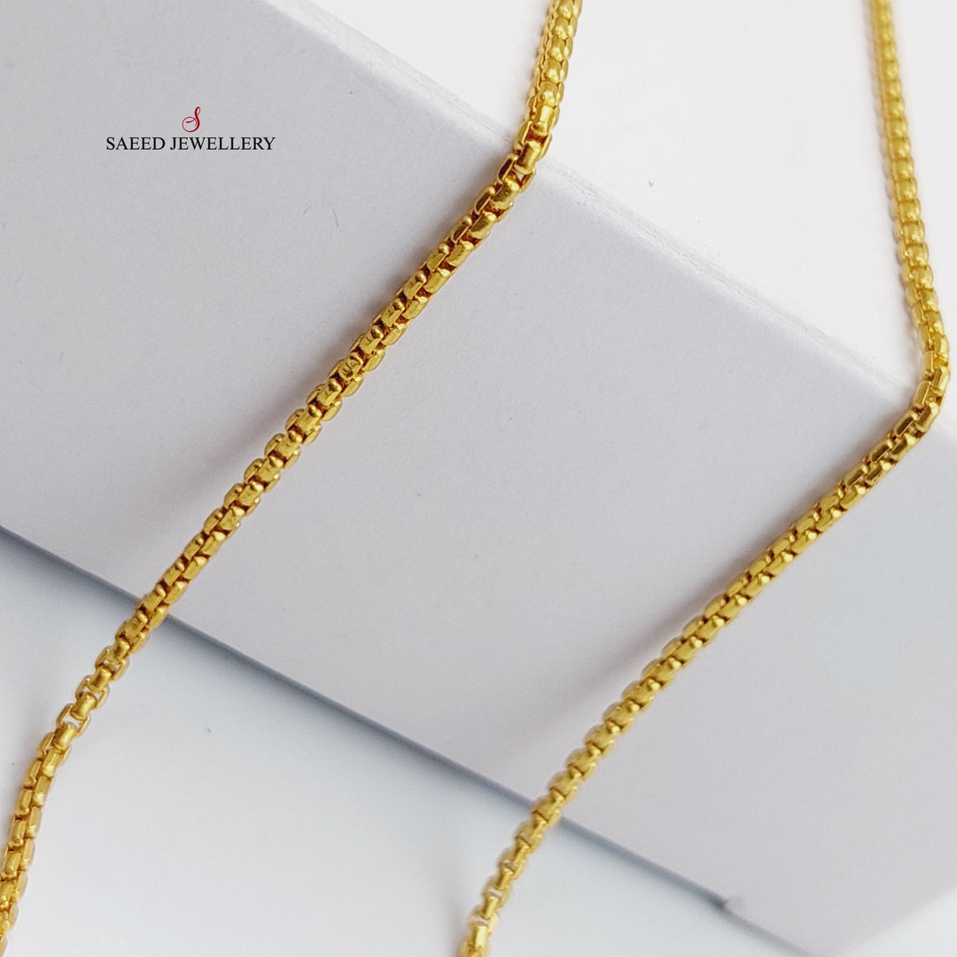 21K Gold 2.5mm Box Chain 60cm by Saeed Jewelry - Image 1