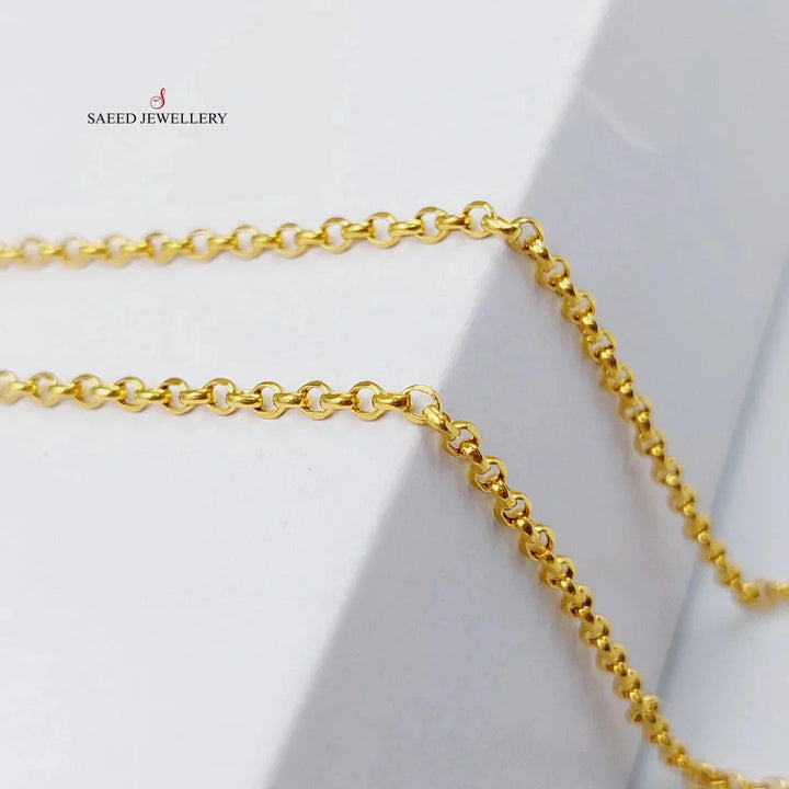 21K Gold 2.5mm Cable Link Chain 40cm by Saeed Jewelry - Image 2