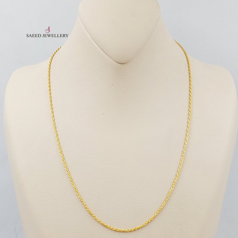 21K Gold 2.5mm Rope Chain 50cm by Saeed Jewelry - Image 2