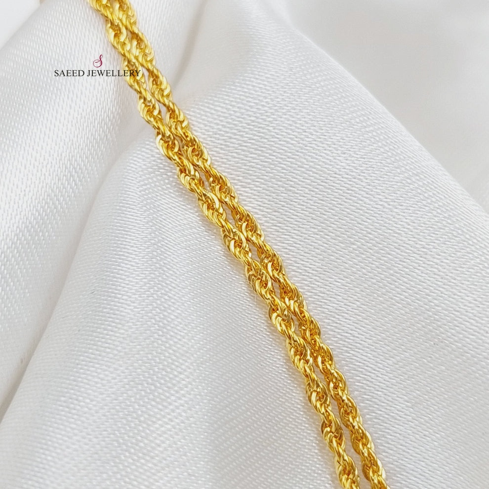 21K Gold 2.5mm Rope Chain 50cm by Saeed Jewelry - Image 1