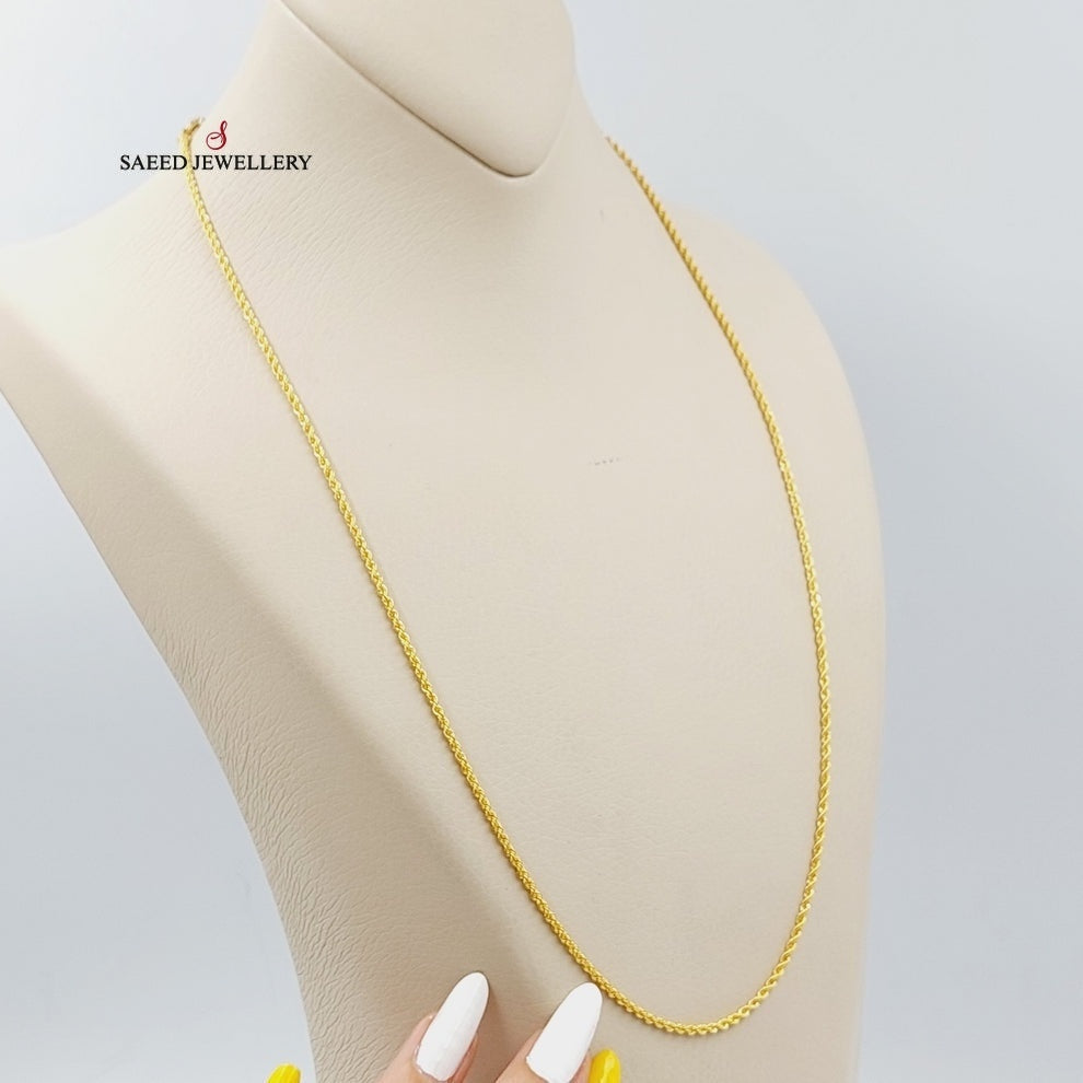 21K Gold 2.5mm Rope Chain 60cm by Saeed Jewelry - Image 5