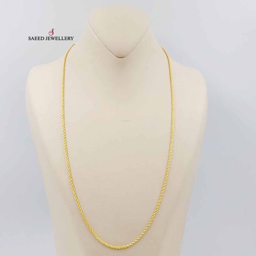 21K Gold 2.5mm Rope Chain 60cm by Saeed Jewelry - Image 4