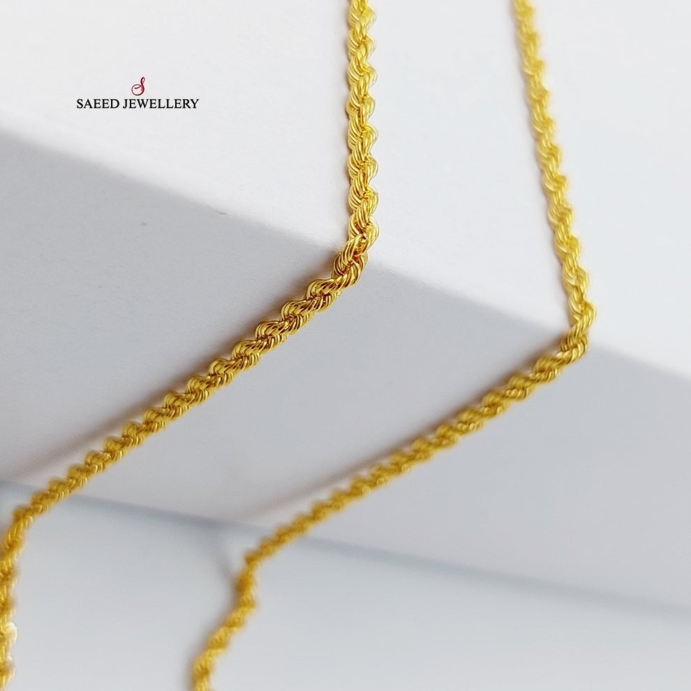 21K Gold 2.5mm Rope Chain 60cm by Saeed Jewelry - Image 1