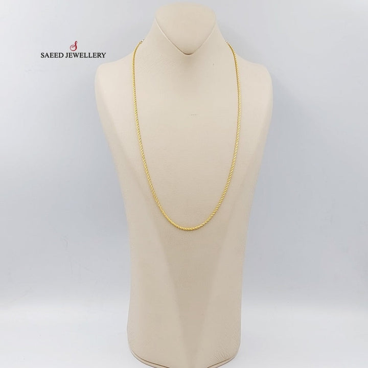 21K Gold 2.5mm Rope Chain 60cm by Saeed Jewelry - Image 4