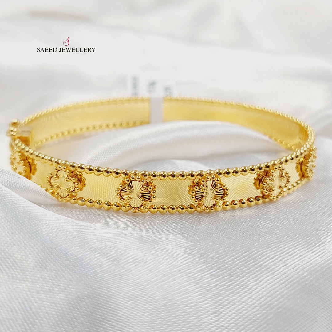 21K Gold Clover Bangle Bracelet by Saeed Jewelry - Image 7