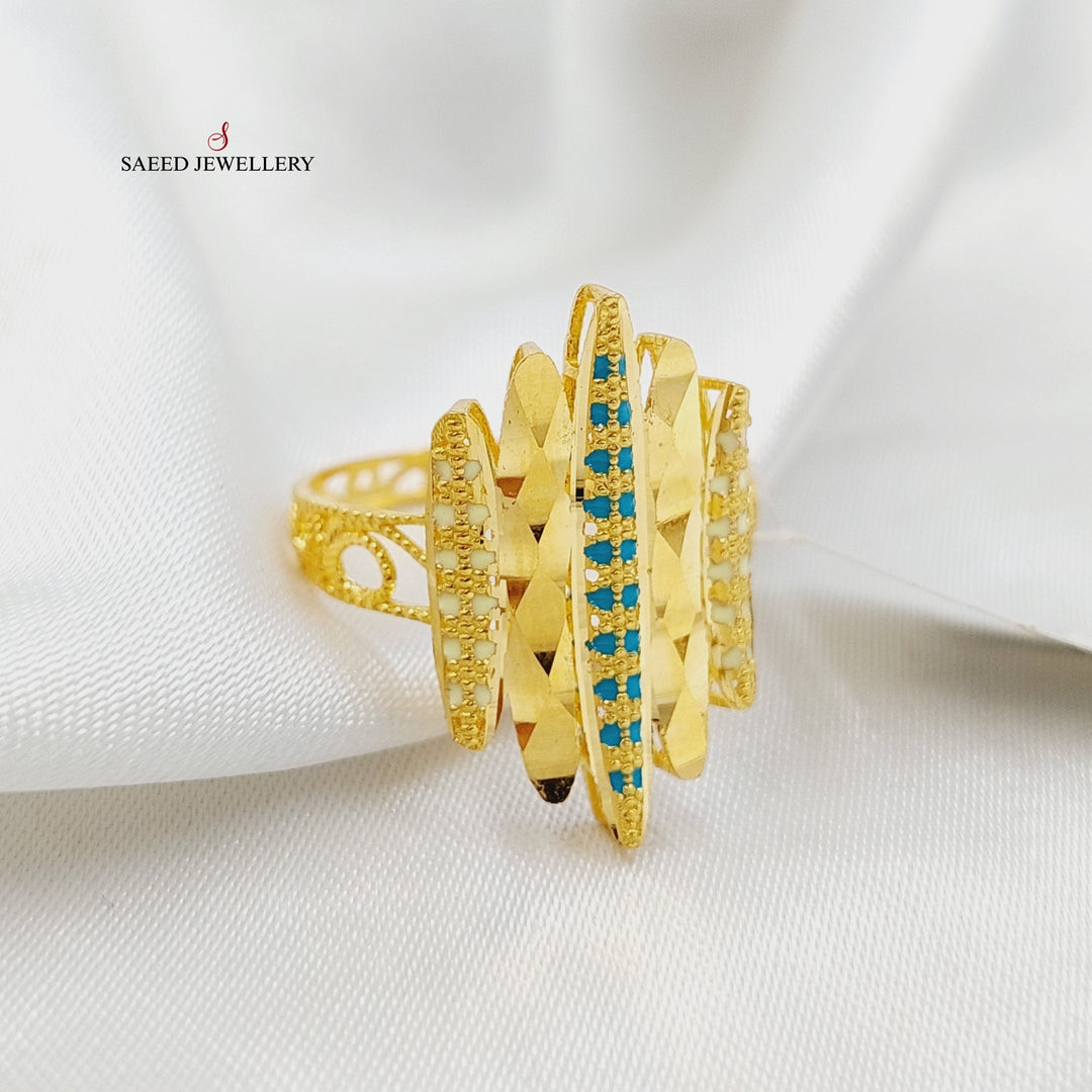 21K Gold Zircon Studded Turkish Ring by Saeed Jewelry - Image 3