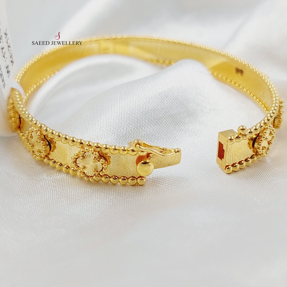 21K Gold Clover Bangle Bracelet by Saeed Jewelry - Image 2