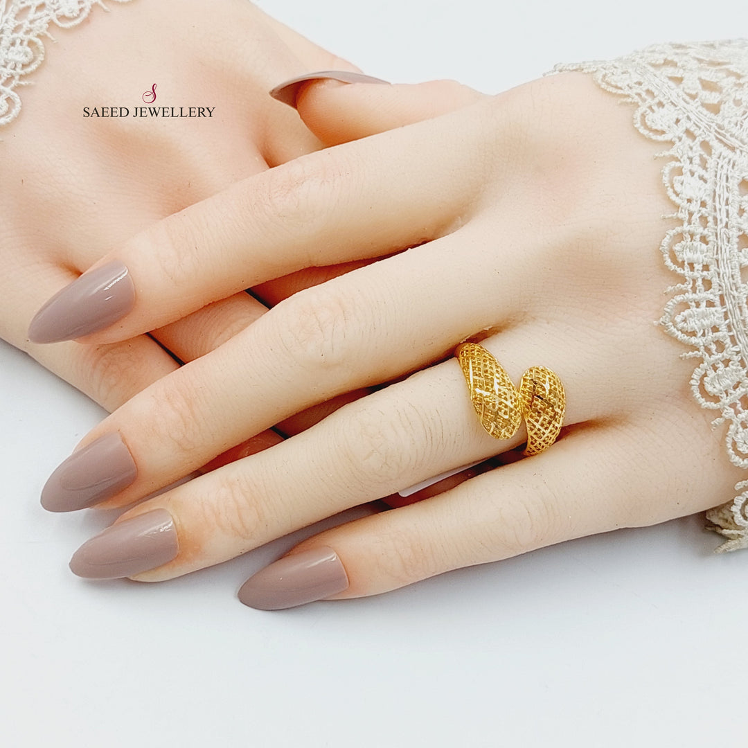 21K Gold Engraved Ring by Saeed Jewelry - Image 4