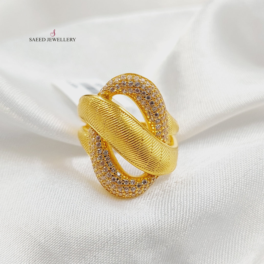 21K Gold Zircon Studded Turkish Ring by Saeed Jewelry - Image 3