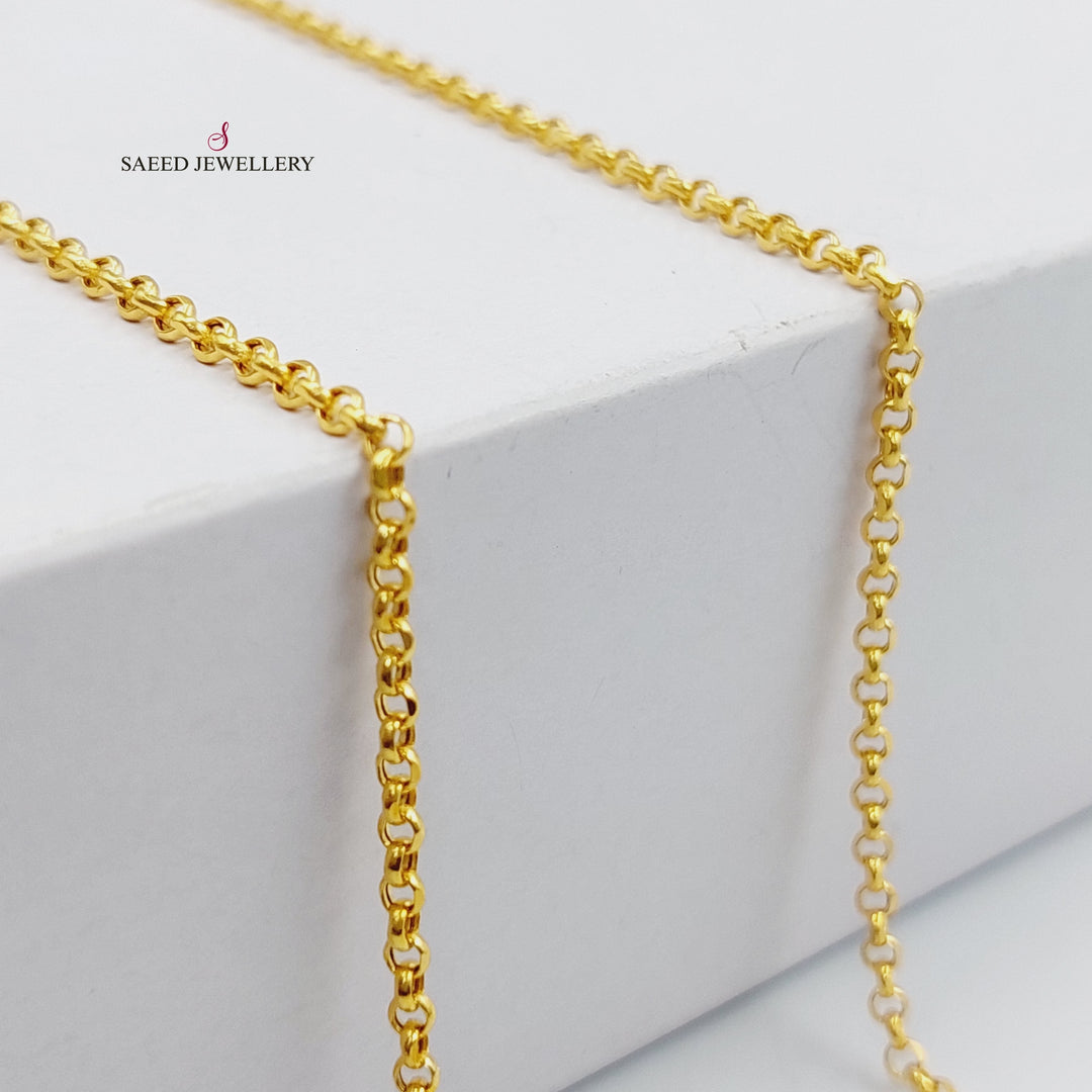 (2mm) Cable Link Chain 50cm Made Of 21K Yellow Gold by Saeed Jewelry-30445