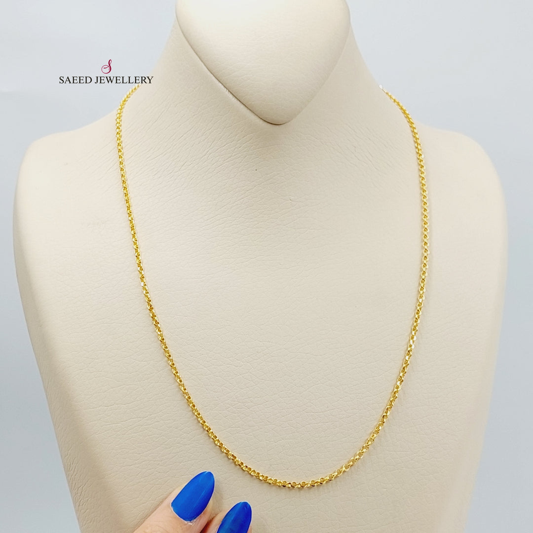 (2mm) Cable Link Chain 50cm Made Of 21K Yellow Gold by Saeed Jewelry-30445