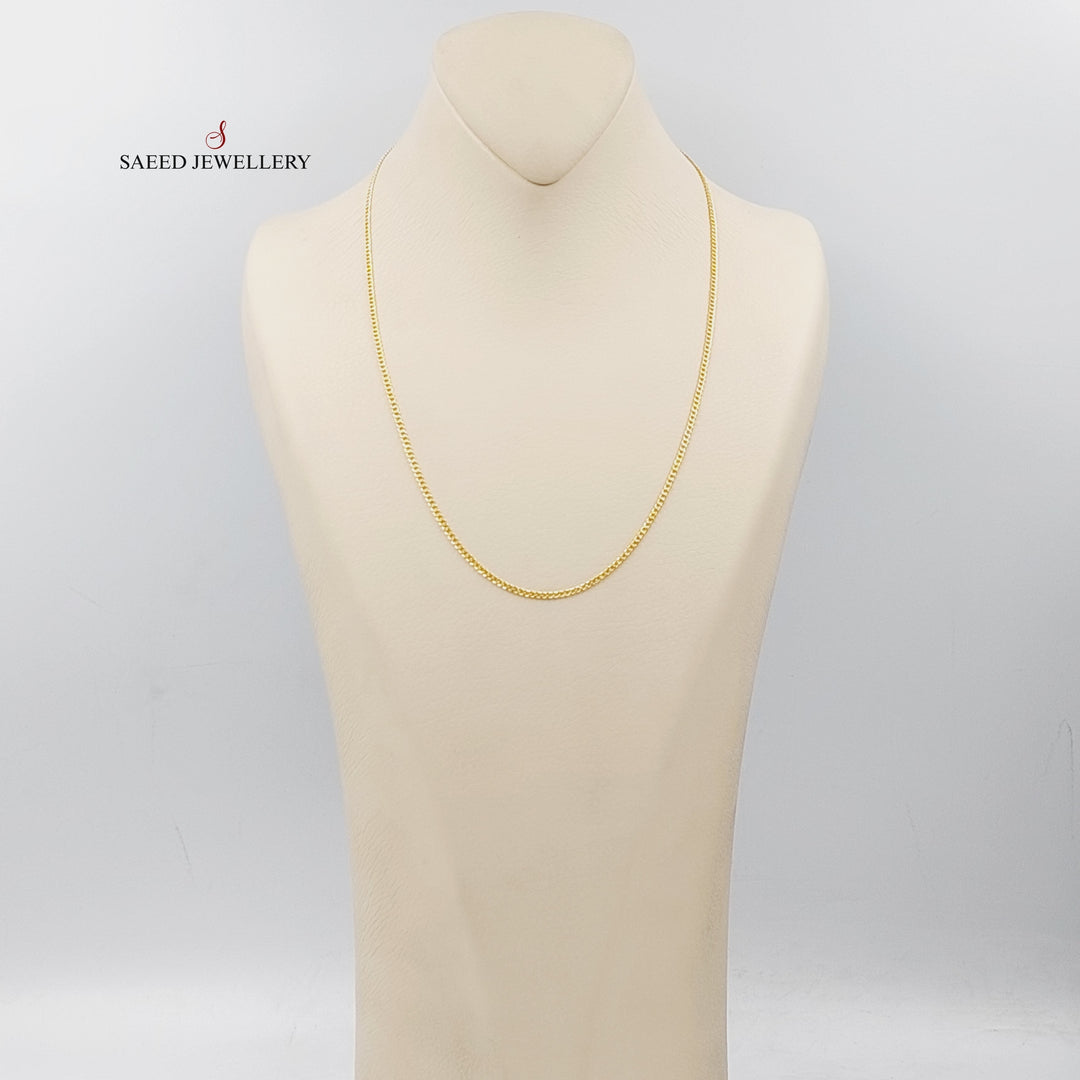 21K Gold 2mm Figaro Chain 50cm by Saeed Jewelry - Image 3