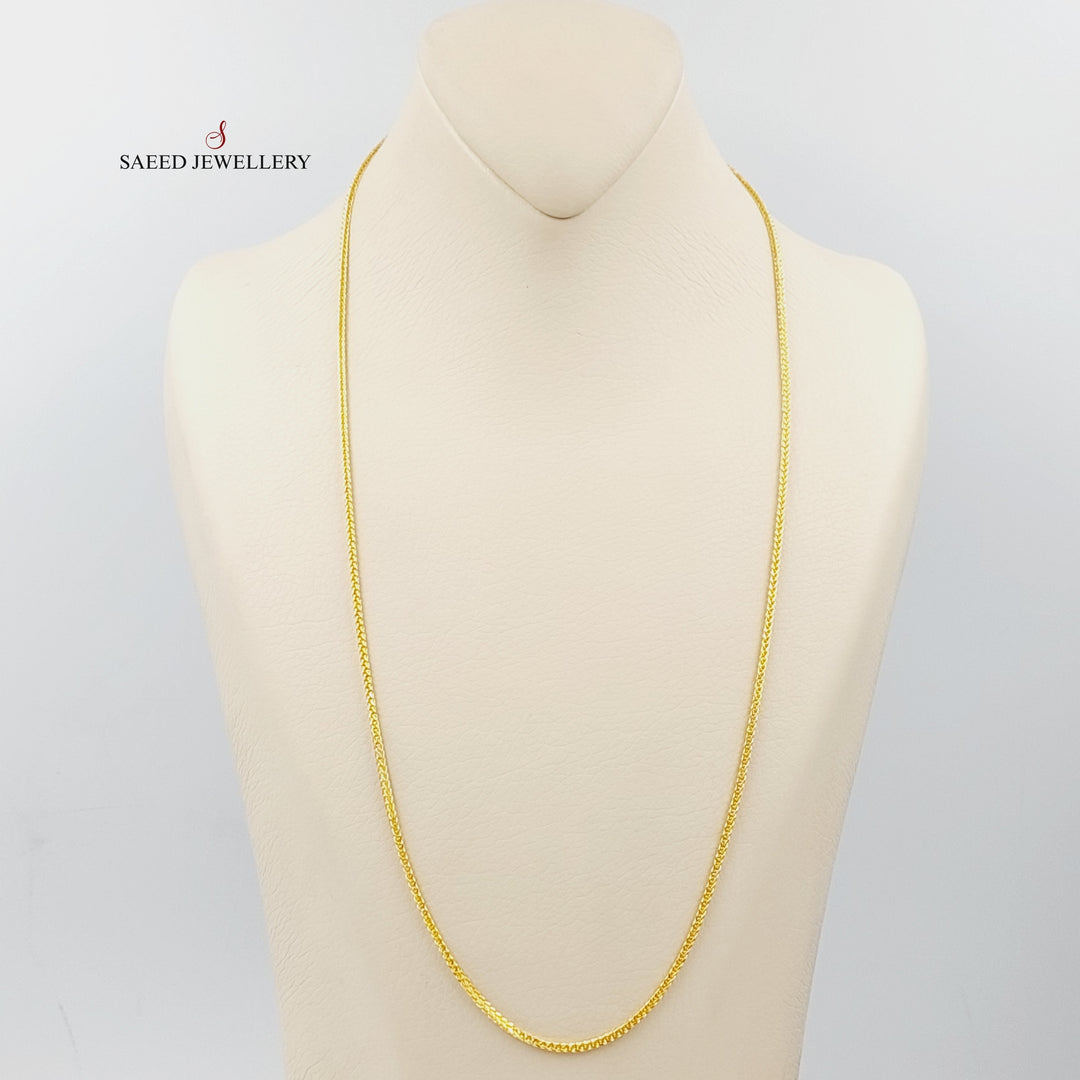 21K Gold 2mm Franco Chain by Saeed Jewelry - Image 2