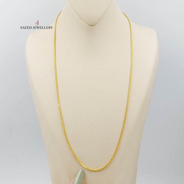 21K Gold 2mm Franco Chain by Saeed Jewelry - Image 3