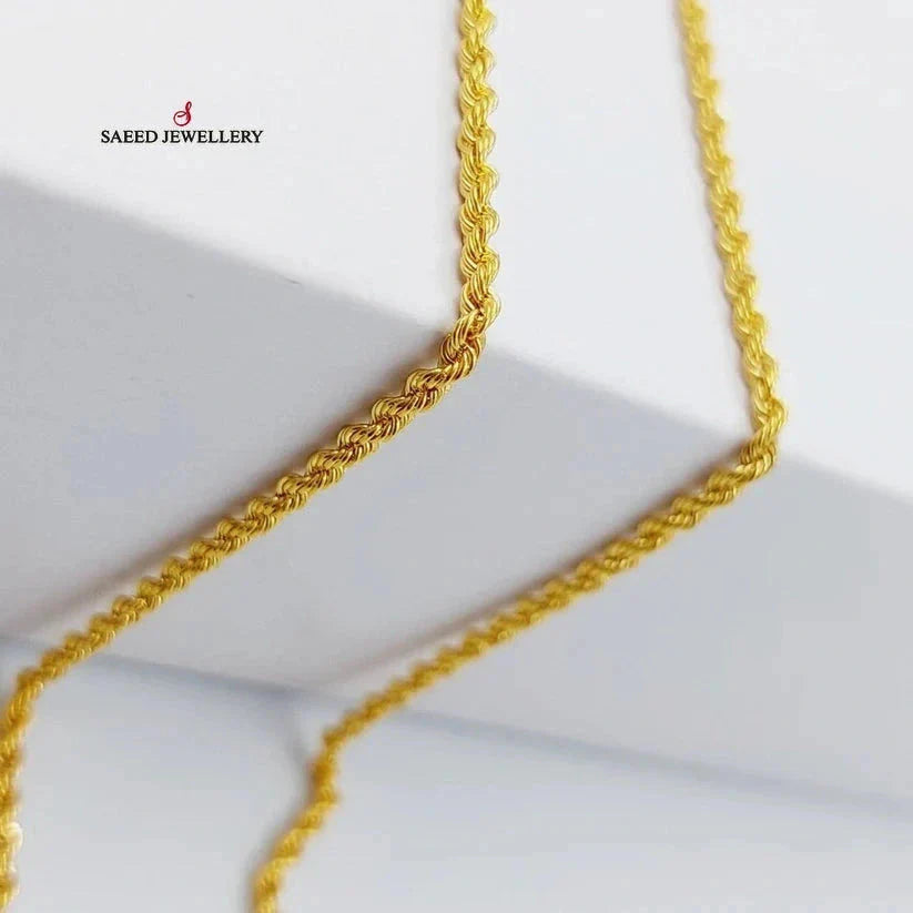 21K Gold 2mm Rope Chain 60cm by Saeed Jewelry - Image 4