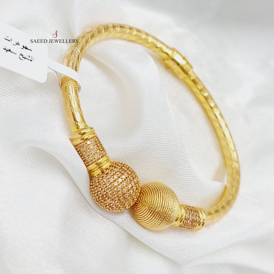 21K Gold Zircon Studded Balls Bracelet by Saeed Jewelry - Image 9