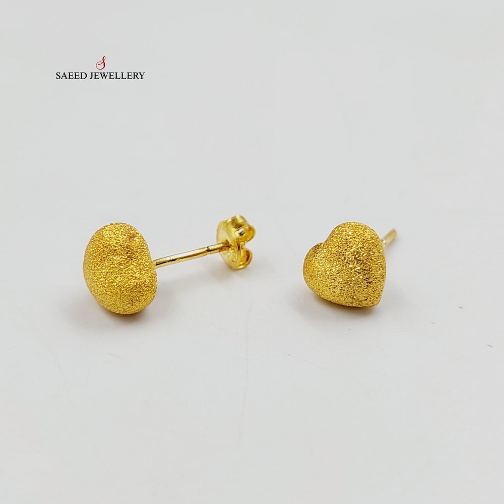 21K Gold Sanded Screw Earrings by Saeed Jewelry - Image 2