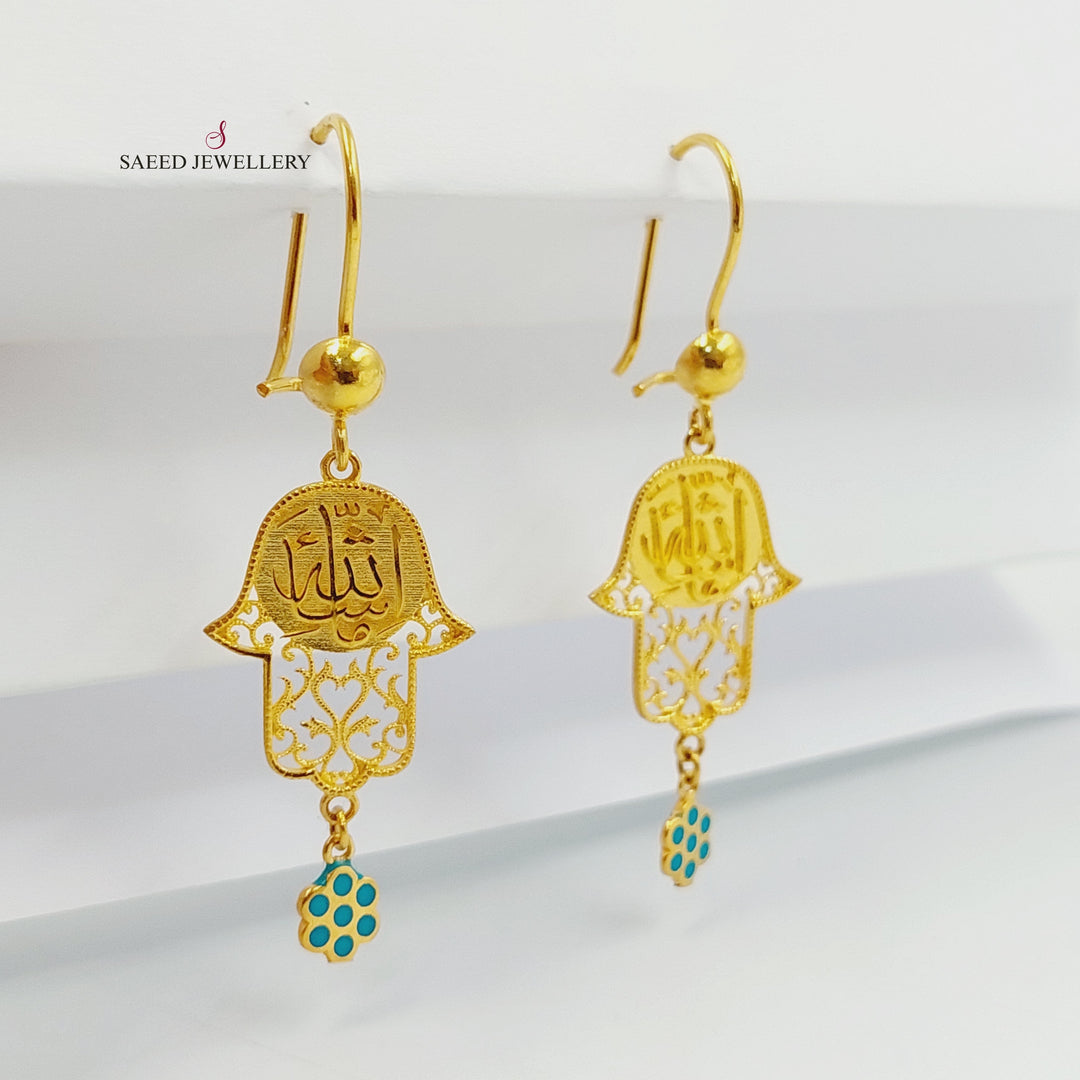 21K Gold Enameled Hand Earrings by Saeed Jewelry - Image 3