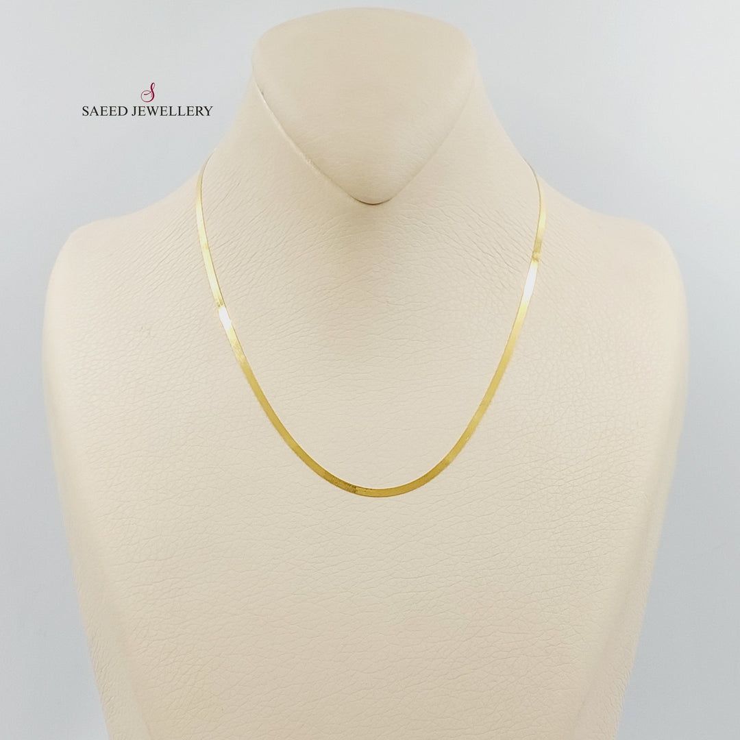 21K Gold 2mm Flat Chain 40cm | 15.7" by Saeed Jewelry - Image 1