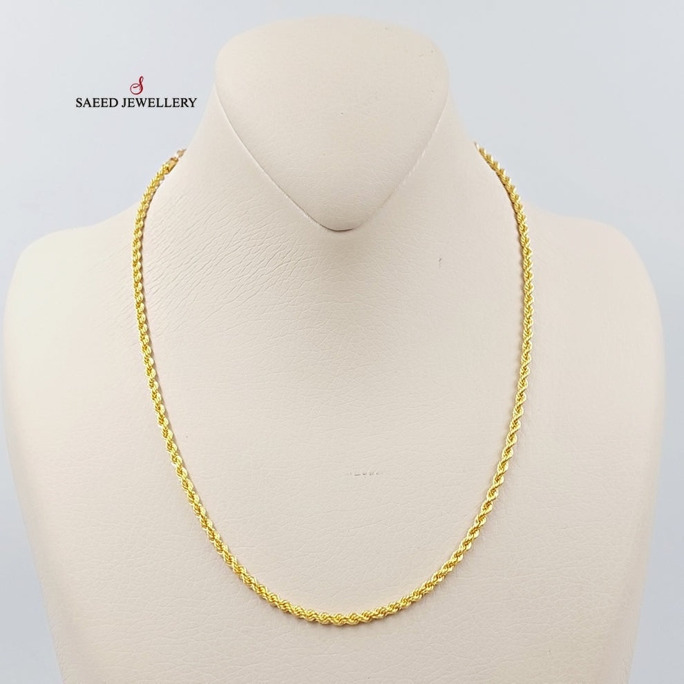 21K Gold 3.5mm Rope Chain 50cm by Saeed Jewelry - Image 5