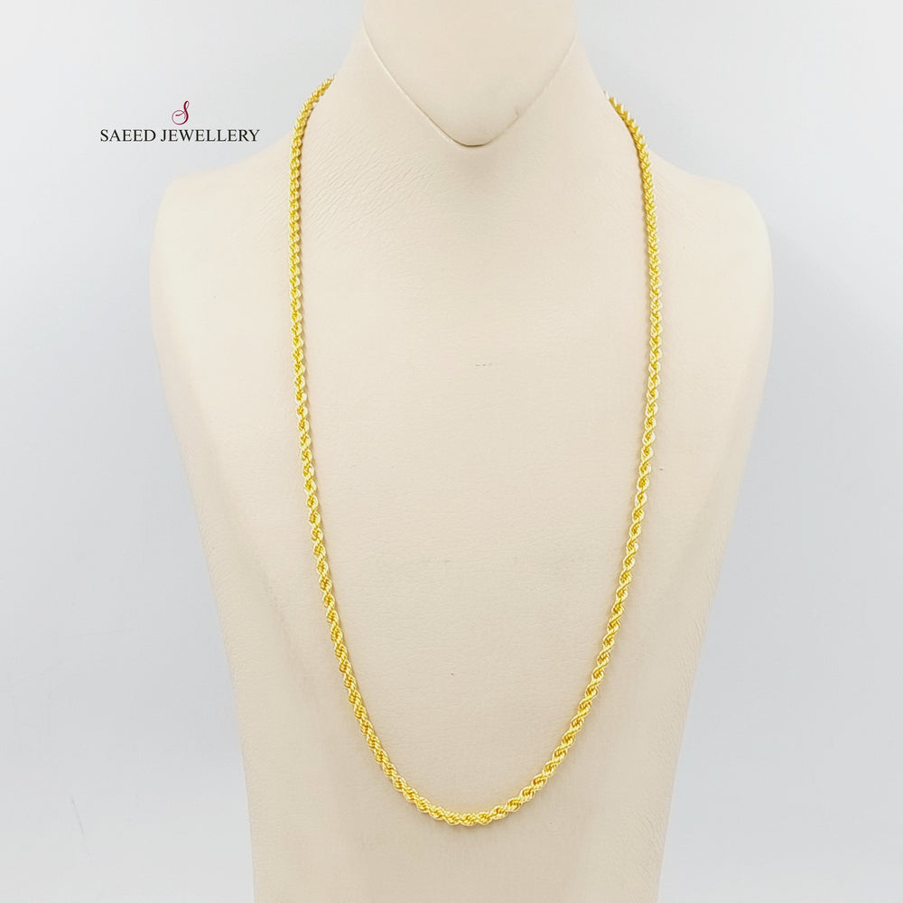 (3.5mm) Rope Chain Made Of 21K Yellow Gold by Saeed Jewelry-29474