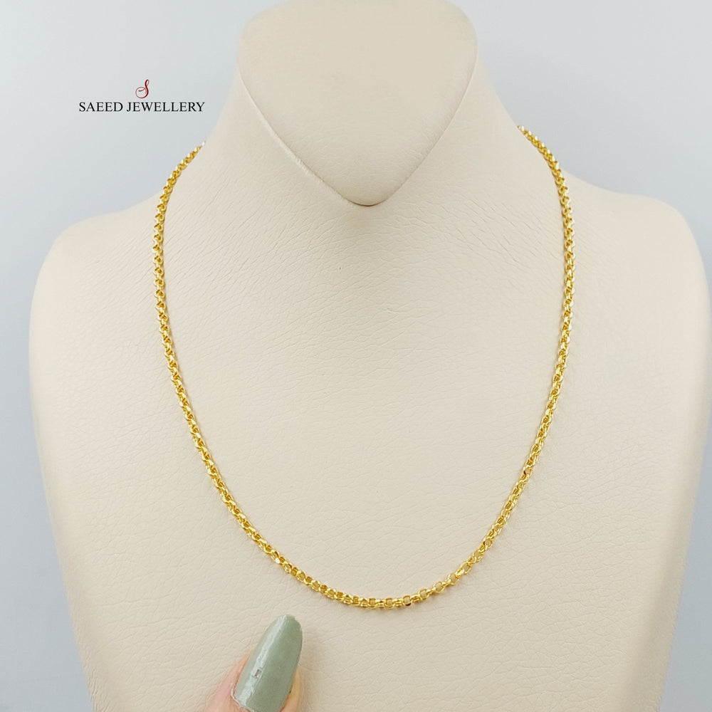 21K Gold 3mm Cable Link Chain 45cm by Saeed Jewelry - Image 2