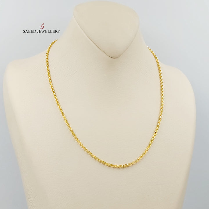 21K Gold 3mm Cable Link Chain 45cm by Saeed Jewelry - Image 3