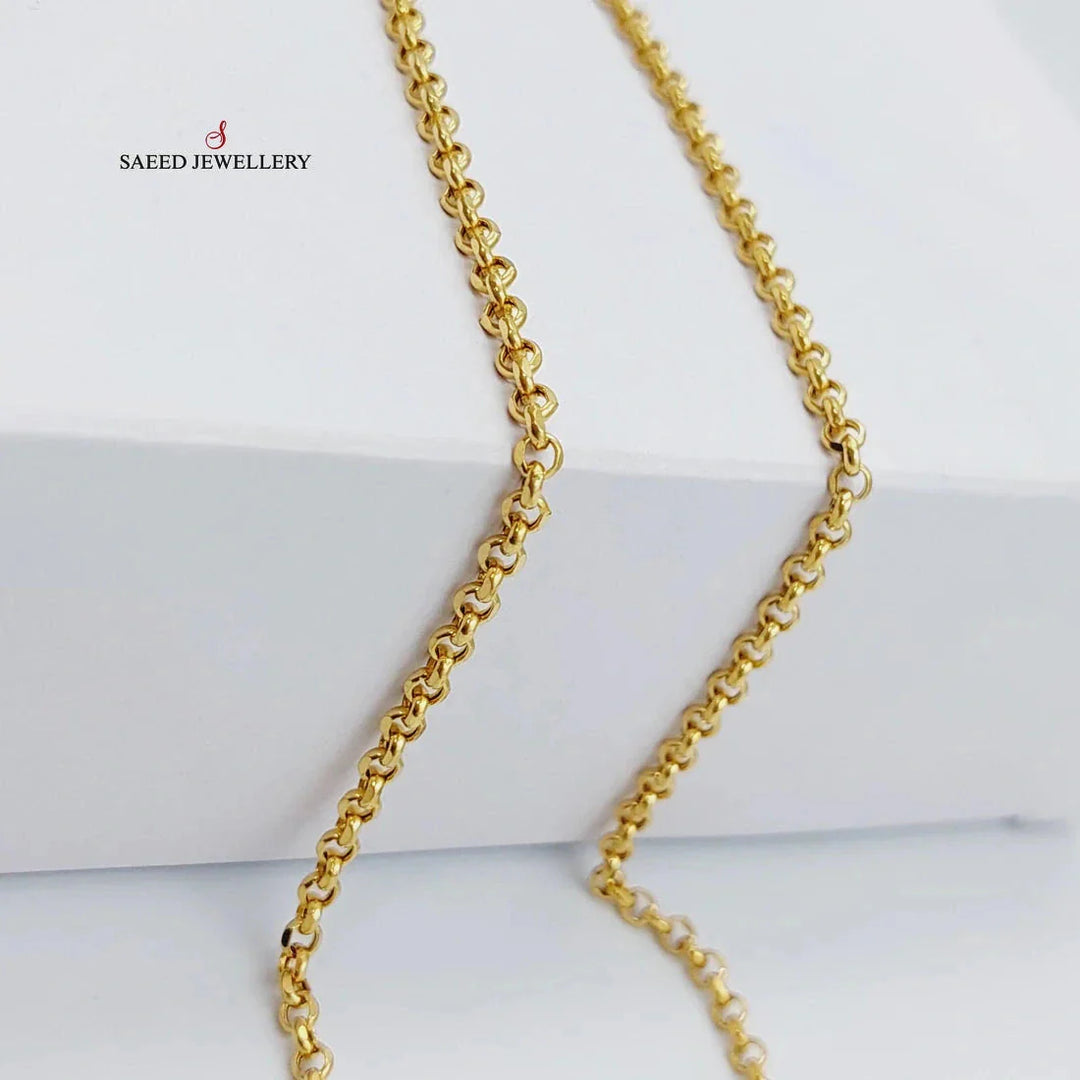 21K Gold 3mm Cable Link Chain 50cm by Saeed Jewelry - Image 2