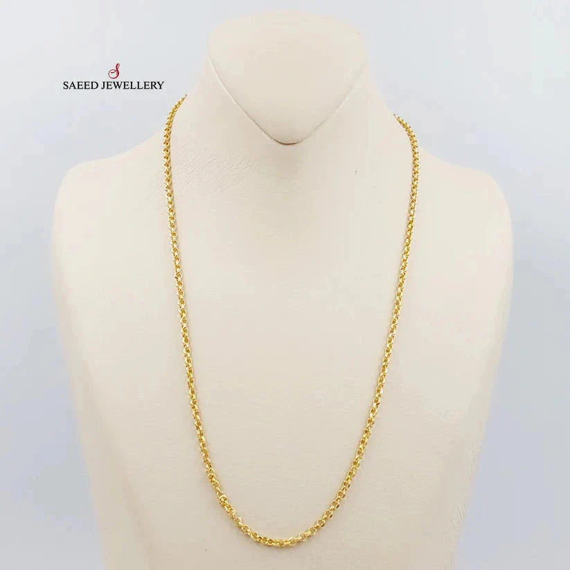 21K Gold 3mm Cable Link Chain 50cm by Saeed Jewelry - Image 5