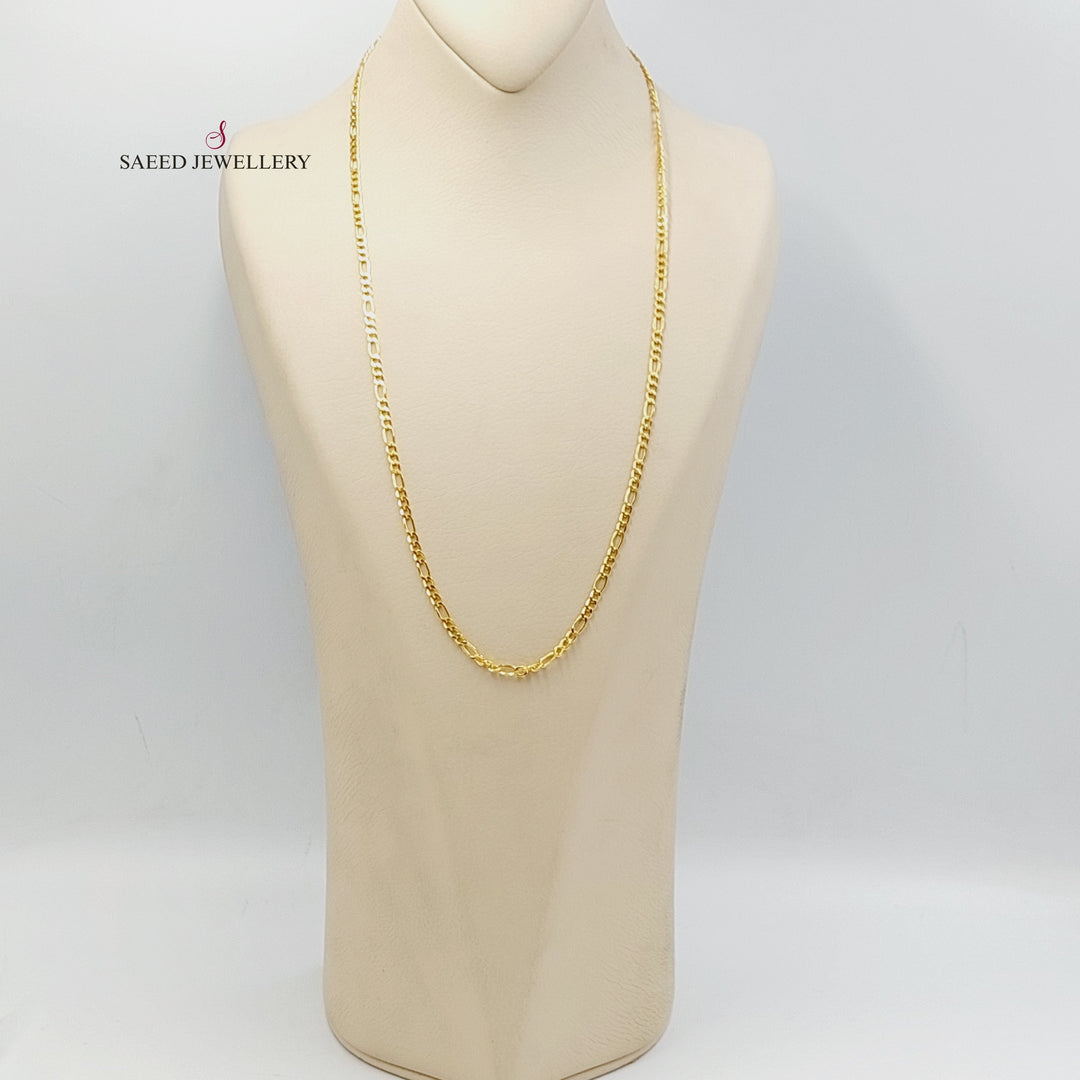 21K Gold 3mm Figaro Chain by Saeed Jewelry - Image 3