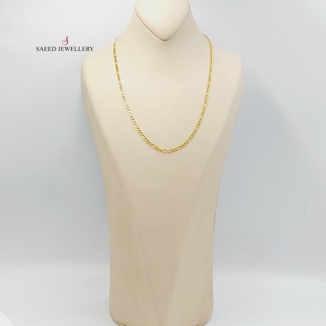 21K Gold 3mm Figaro Chain by Saeed Jewelry - Image 4