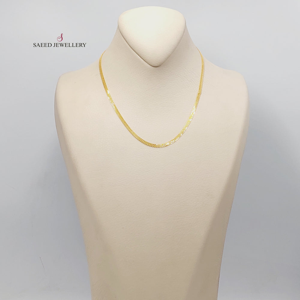 21K Gold 3mm Flat Chain by Saeed Jewelry - Image 2