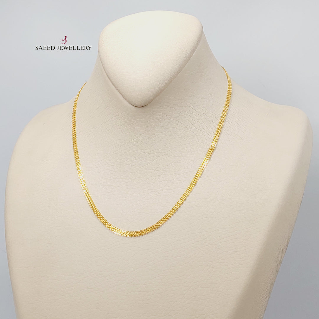 21K Gold 3mm Flat Chain by Saeed Jewelry - Image 5