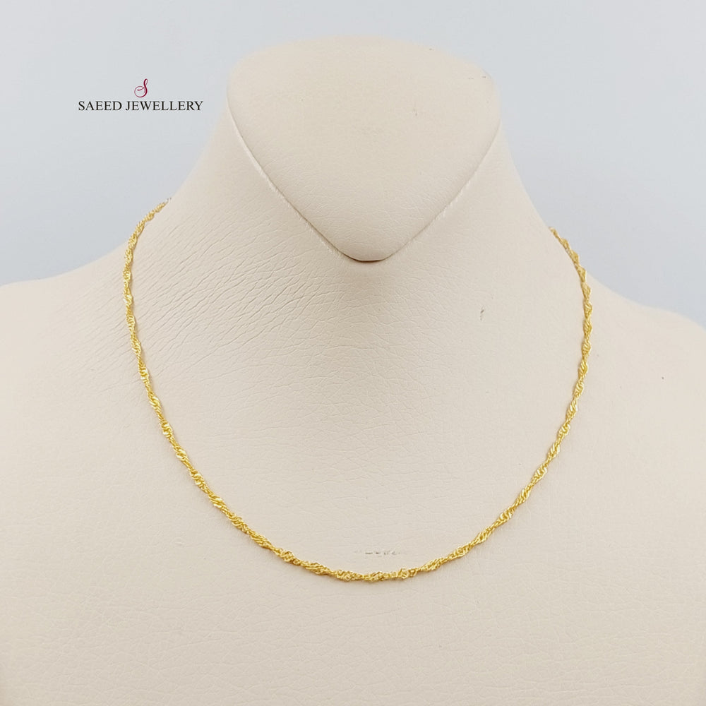 21K Gold 3mm Singapore Chain by Saeed Jewelry - Image 2