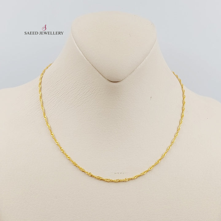 21K Gold 3mm Singapore Chain by Saeed Jewelry - Image 2