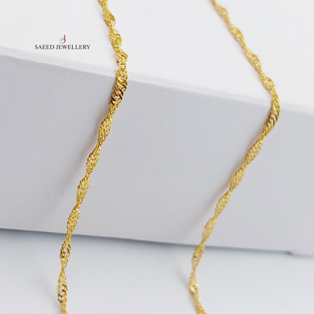 21K Gold 3mm Singapore Chain by Saeed Jewelry - Image 1