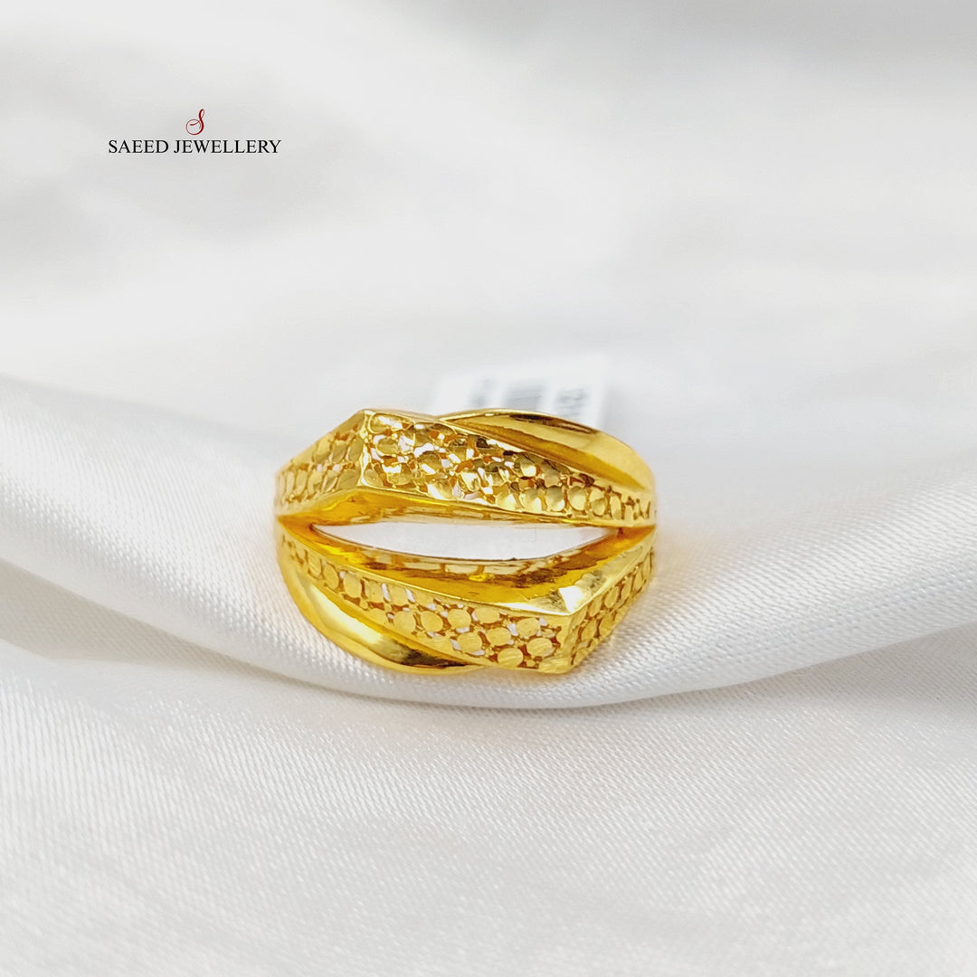 21K Gold Engraved Ring by Saeed Jewelry - Image 1