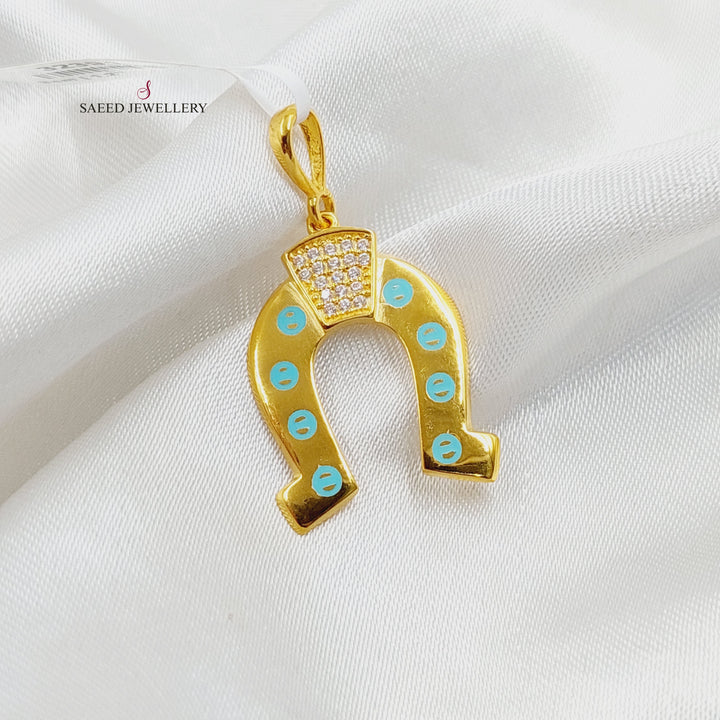 21K Gold Enameled & Zircon Studded Shoe Pendant by Saeed Jewelry - Image 4